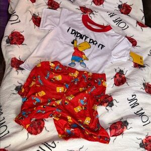 The Simpsons Bart Pajama Set - Red & White